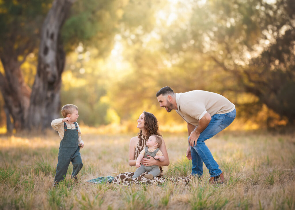 Melbourne family of 4 with 2 little boys during outdoor family photography